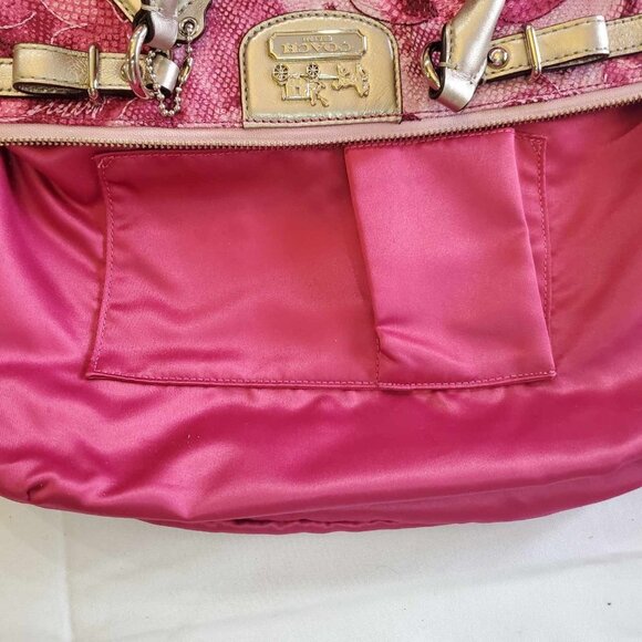 Coach Madison Floral Opa Sophia Shoulder Bag shades of pink and metallic gold - Picture 14 of 16